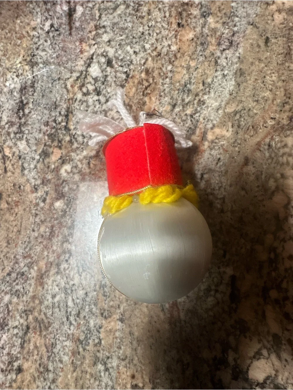 Vintage Christmas Snowman Red Hat Clown Face Ornament